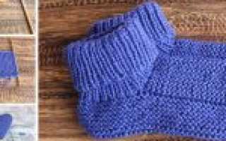 Подборка тапочек для начинающих, связанных спицами