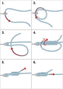 Надежный узел для карабина и шнура Braided Line Knot
