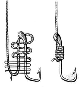 Как привязывать крючок с лопаткой к леске и плетенке: лучшие узлы
