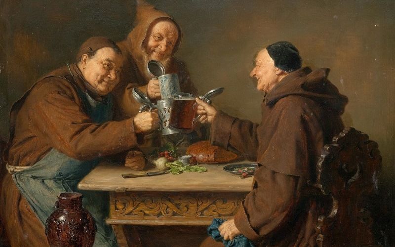 Монахи средневековой Европы пьют пиво