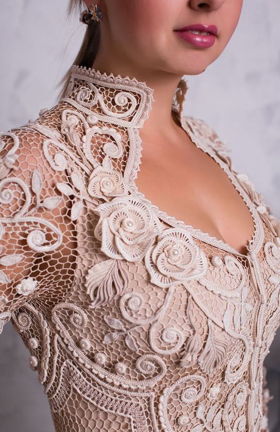 Ирландское вязание соединение сеткой