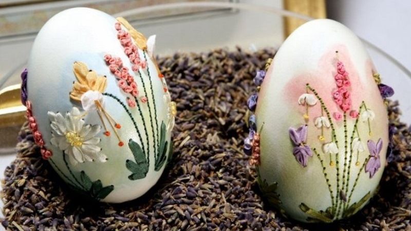 Элизабет Кляйн - вышивка на яичной скорлупе