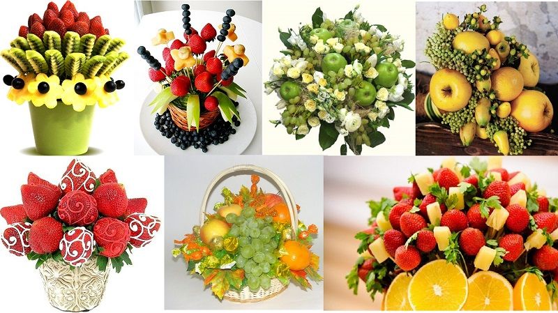 Необычные букеты из фруктов и овощей