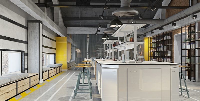 Стиль интерьера лофт в лаборатории GRASS