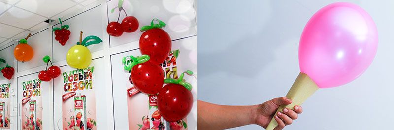 Фрукты и мороженое из воздушных шариков