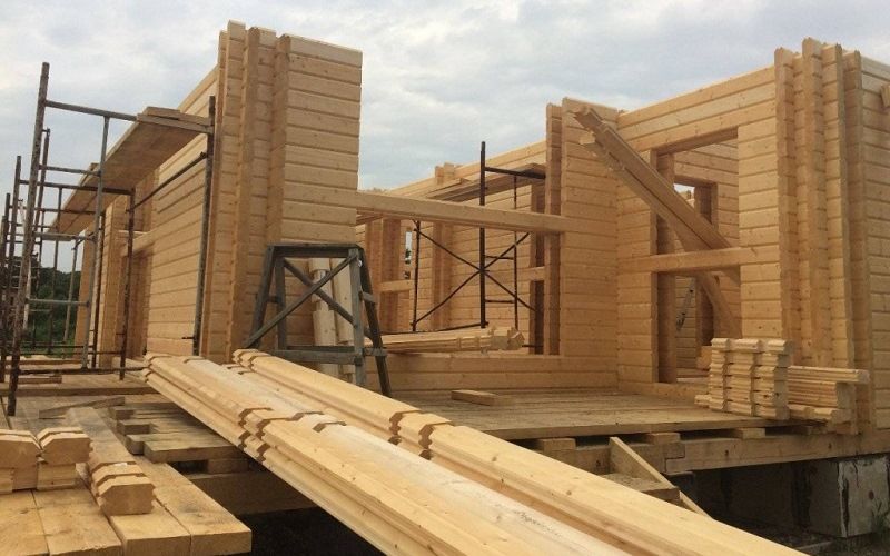 Сборка дома из двойного бруса