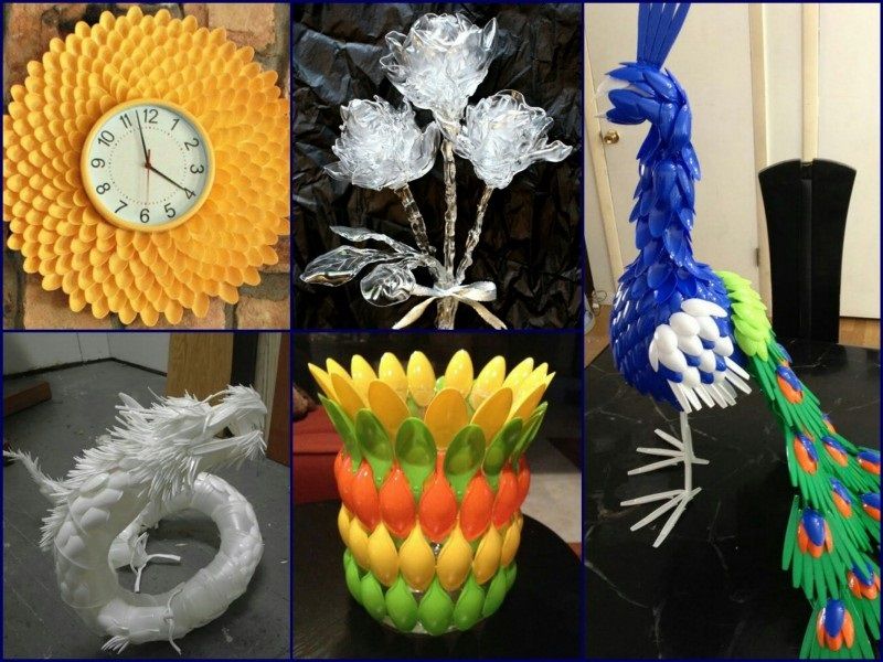 Дизайнерские поделки из пластиковых ложек