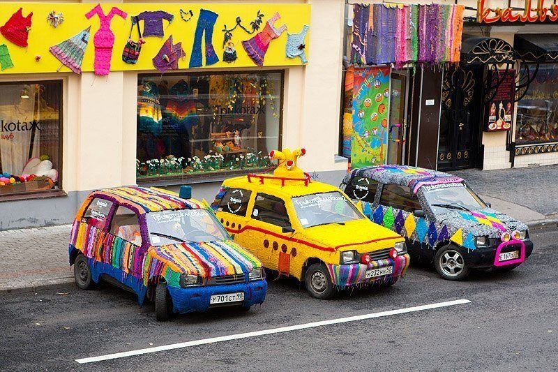 Вязание в оформлении транспорта